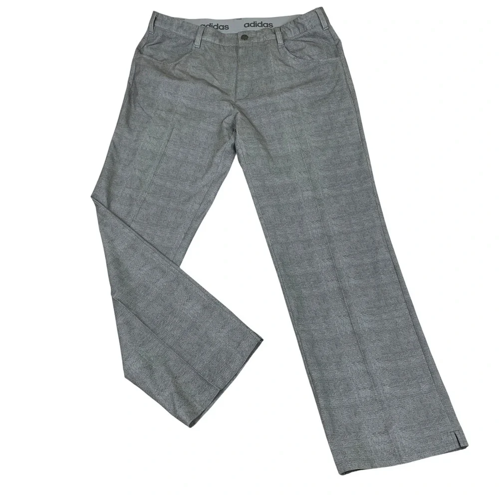 Adidas Mens Grey Heathered Golf Pants 36x32 Flat Front Stretch Trousers